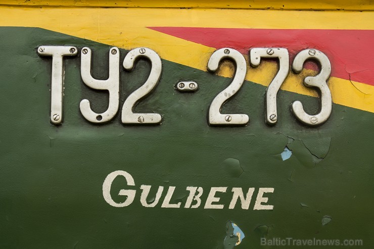 A narrow-gauge rail carriage from the past era travels on the Gulbene-Aluksne track. 